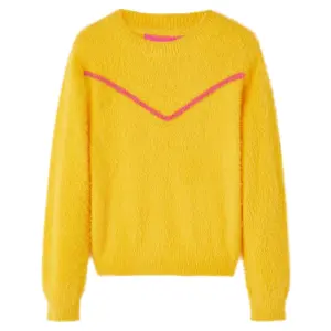 Sweter dziecięcy z dzianiny, ciemna ochra, 104