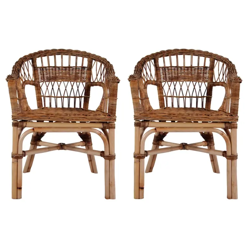 Krzesła ogrodowe, 2 szt., naturalny rattan, brązowe