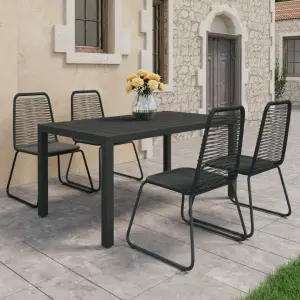 5-częściowy zestaw mebli ogrodowych, rattan PVC, czarny