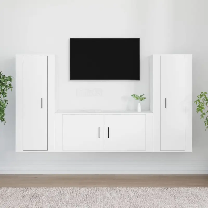 3-częściowy zestaw szafek telewizyjnych, biały