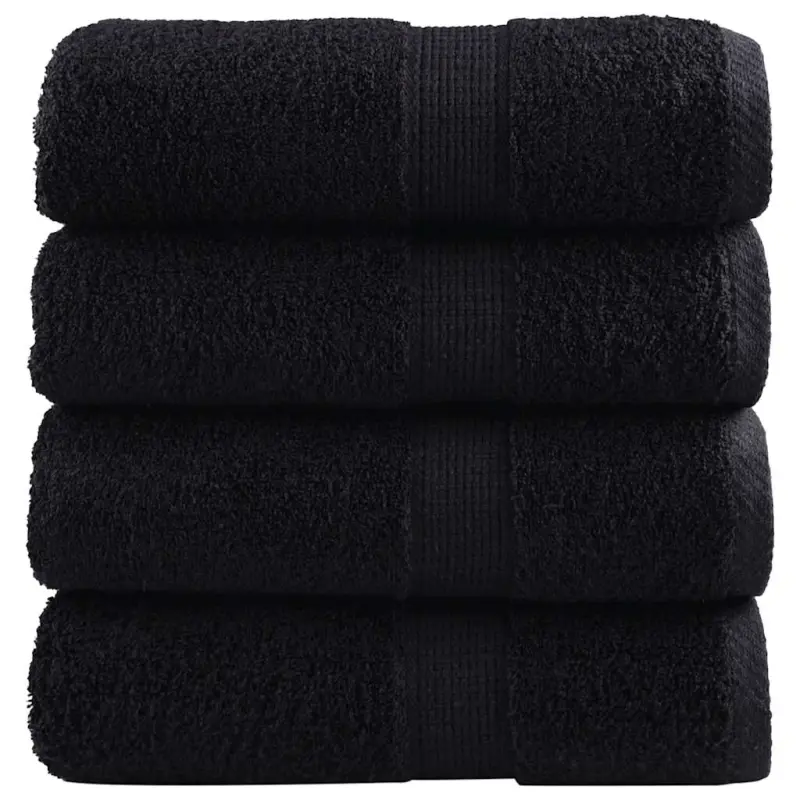 Ręczniczki premium SOLUND, 4 szt., czarne, 30x50 cm, 600 g/cm²