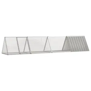 Klatka dla królików, szara, 403,5 x 80,5 x 71 cm, stal
