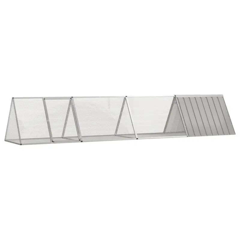 Klatka dla królików, szara, 403,5 x 80,5 x 71 cm, stal