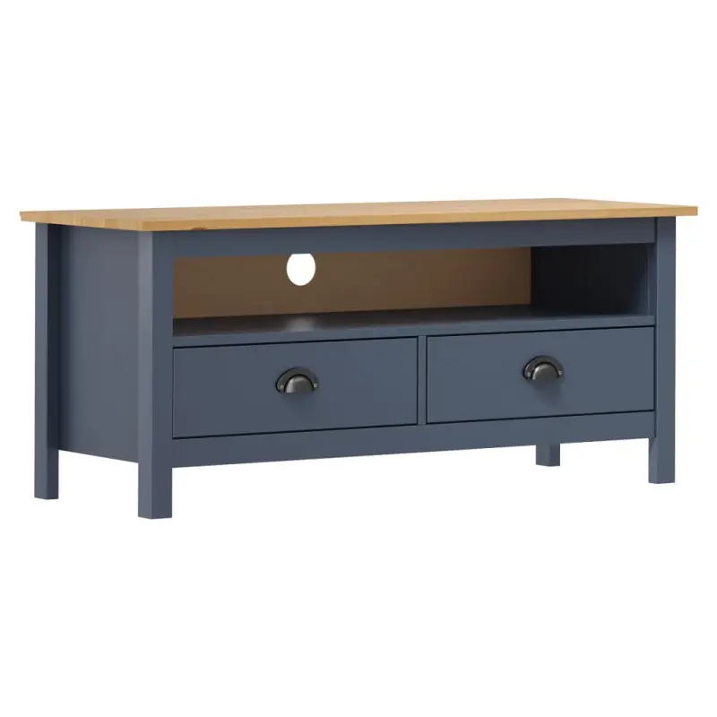 Szafka TV Hill, szara, 110x40x47 cm, lite drewno sosnowe