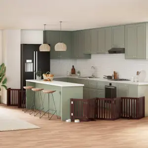 Składana bramka dla psa, z drzwiami, 12 paneli, brązowa, 600 cm