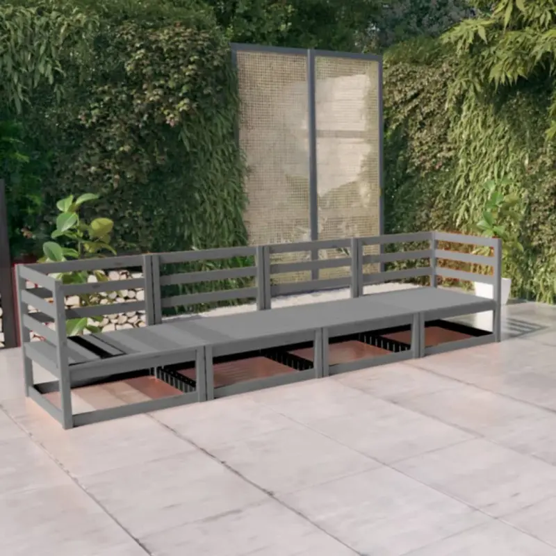 4-osobowa sofa ogrodowa, szara, lite drewno sosnowe
