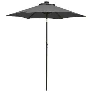 Parasol ogrodowy z LED, antracytowy, 200x211 cm, aluminium