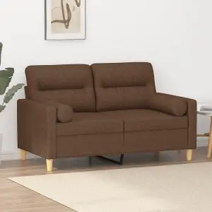 2-osobowa sofa z poduszkami, brązowa, 120 cm, tkanina