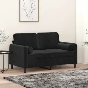 2-osobowa sofa z poduszkami, czarna, 120 cm, aksamit