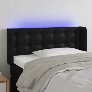 Zagłówek do łóżka z LED, czarny, 93x16x78/88 cm, sztuczna skóra