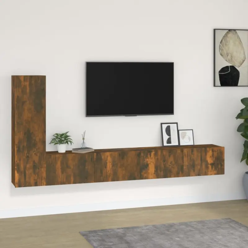 Zestaw 3 szafek TV, przydymiony dąb, materiał drewnopochodny