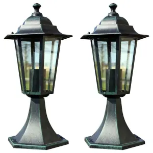 Lampy ogrodowe, 2 szt., ciemnozielone/czarne, aluminium
