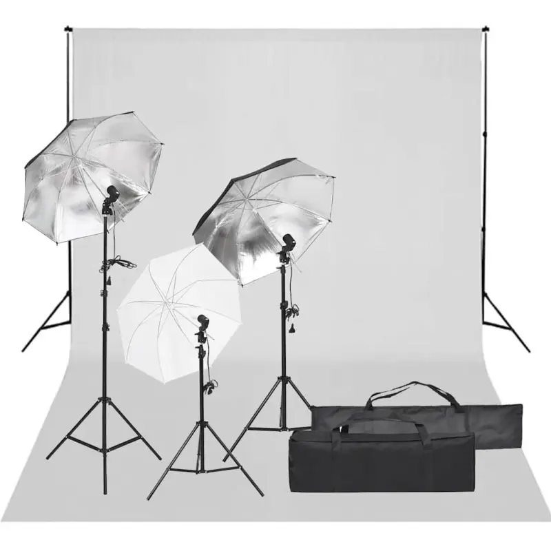 Fotograficzny zestaw studyjny z lampami i tłem