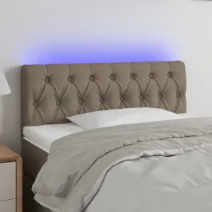 Zagłówek do łóżka z LED, taupe, 100x7x78/88 cm, tkanina