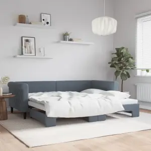 Sofa rozsuwana, ciemnoszara, 90x200 cm, aksamit