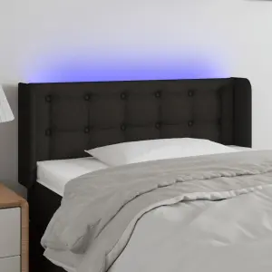 Zagłówek do łóżka z LED, czarny, 93x16x78/88 cm, tkanina