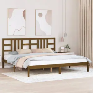 Rama łóżka, miodowy brąz, lite drewno, 200 x 200 cm