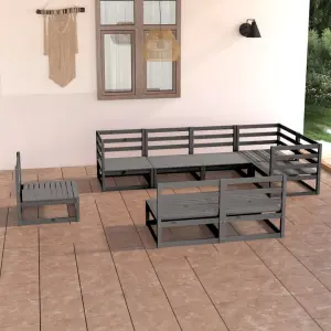 Meble ogrodowe z litego drewna sosnowego 8-cz. zestaw wypoczynkowy szary