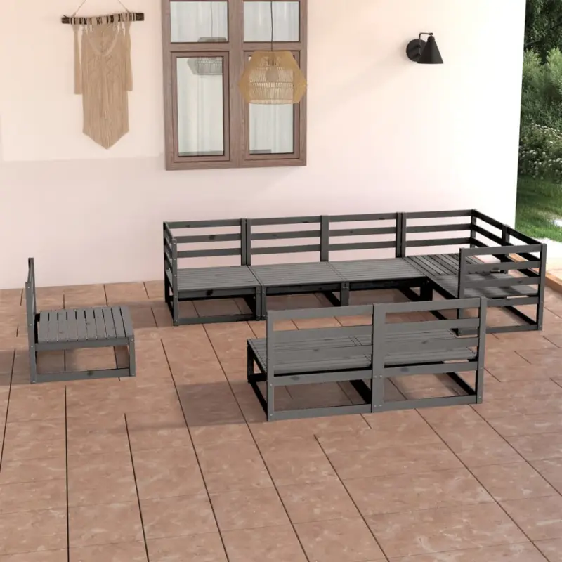 Meble ogrodowe z litego drewna sosnowego 8-cz. zestaw wypoczynkowy szary