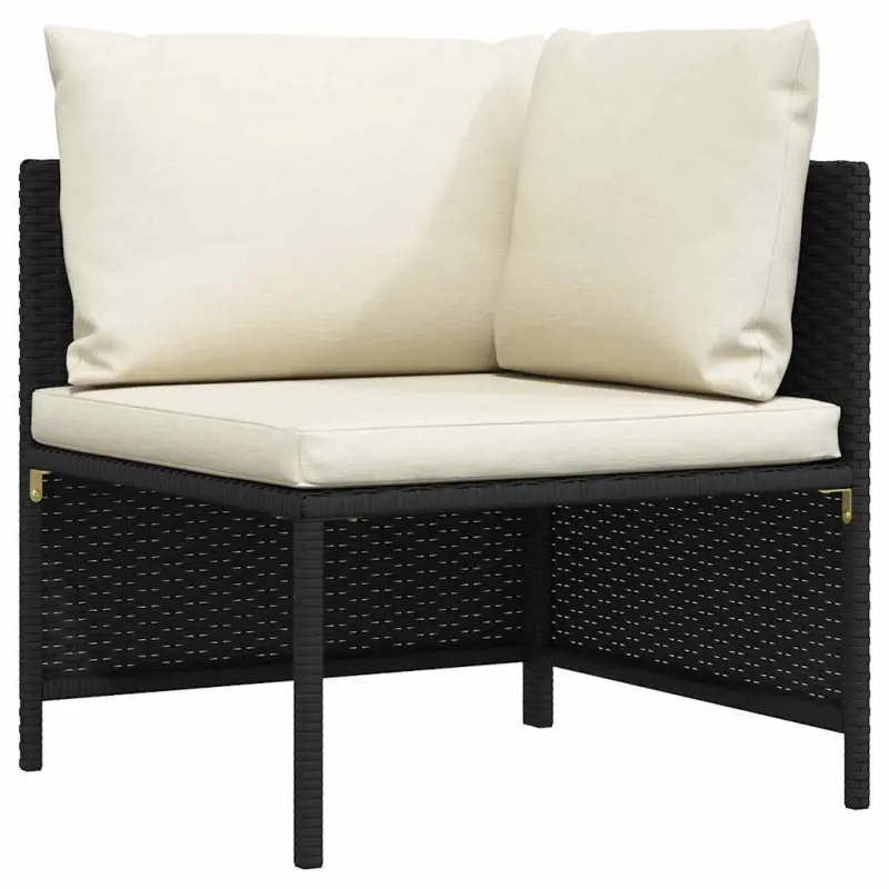 Narożna sofa modułowa z poduszką, polirattan, czarna