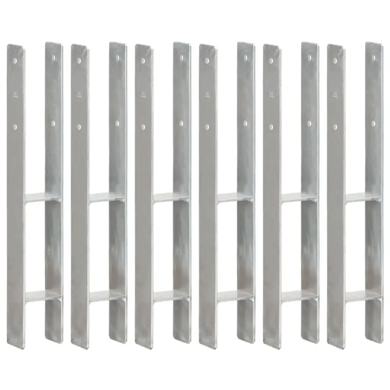 Kotwy do słupków, 6 szt., srebrne, 8 x 6 x 60 cm, stal