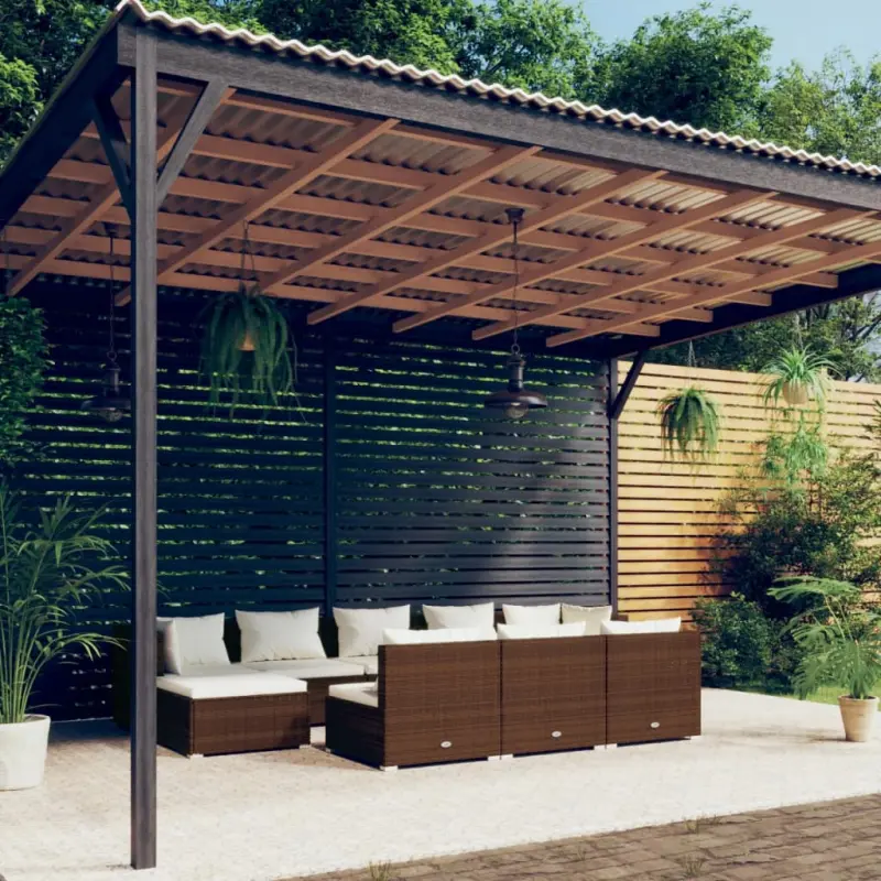 10-cz. zestaw wypoczynkowy do ogrodu, z poduszkami, rattan PE