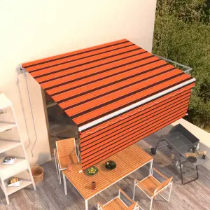Automatyczna markiza z zasłoną, 4x3 m, pomarańczowo-brązowa
