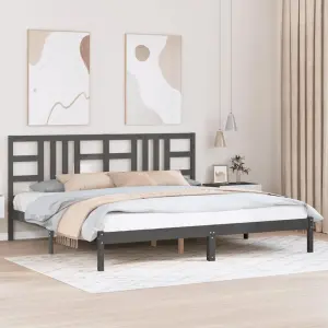 Rama łóżka, szara, lite drewno, 200 x 200 cm