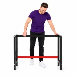 Metalowa rama pod blat roboczy, 150x57x79 cm, czarno-czerwona