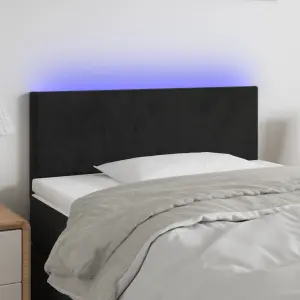 Zagłówek do łóżka z LED, czarny, 80x5x78/88 cm, aksamit