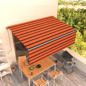 Automatyczna markiza z zasłoną, 4,5x3 m, pomarańcz-brąz