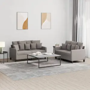 2-częściowy komplet wypoczynkowy z poduszkami, taupe, tkanina