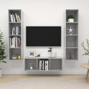 3-cz. zestaw szafek TV, szarość betonu, materiał drewnopochodny