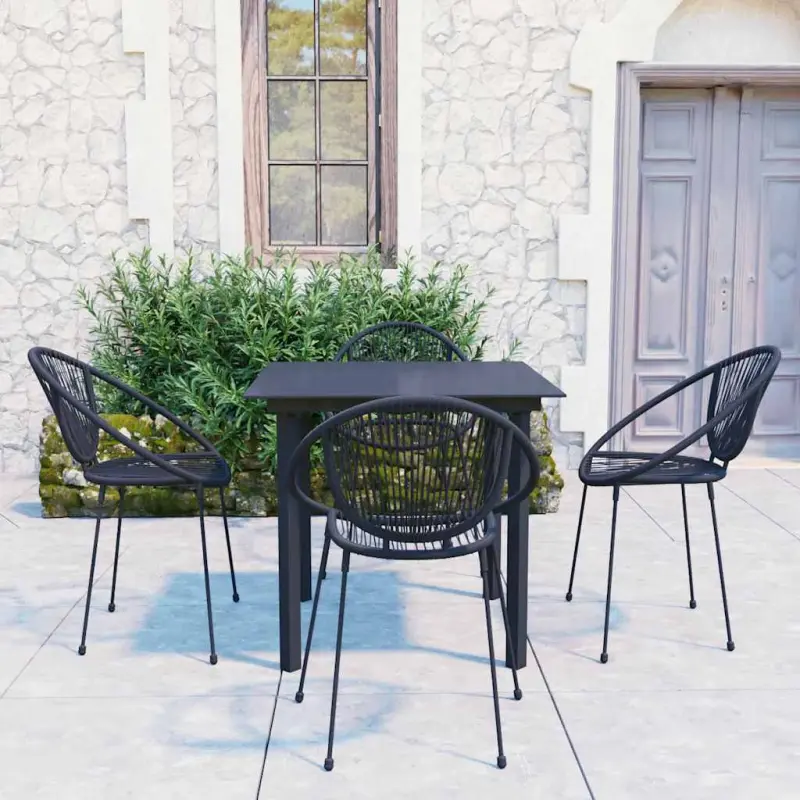 5-cz. zestaw mebli ogrodowych, rattan PVC, czarny
