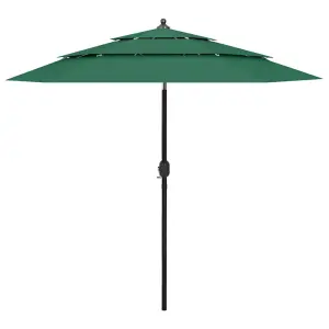 3-poziomowy parasol na aluminiowym słupku, zielony, 2,5 m