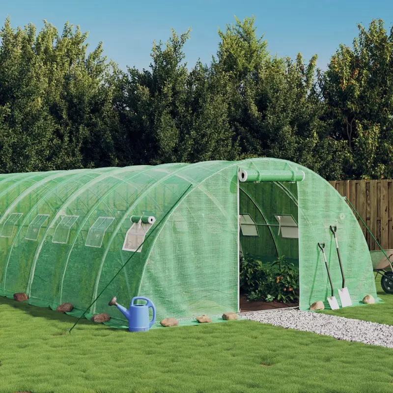 Szklarnia ze stalową ramą, zielona, 72 m², 18x4x2 m