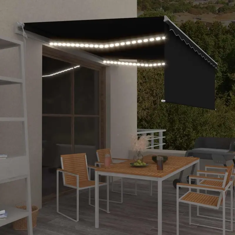Automatyczna markiza z zasłoną, LED i czujnikiem, 4,5x3 m