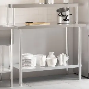 Kuchenny stół roboczy z półką, 110x55x120 cm, stal nierdzewna