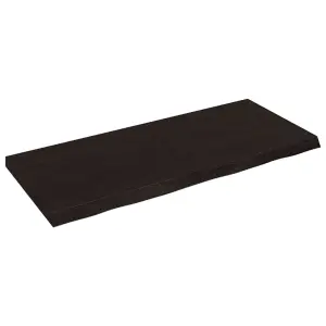 Blat stołu, ciemnobrązowy, 140x60x(2-6) cm, lite drewno dębowe