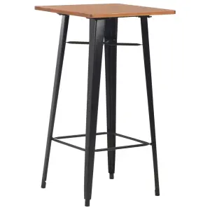 Stolik barowy, czarny, 60x60x108 cm, lite drewno sosnowe i stal