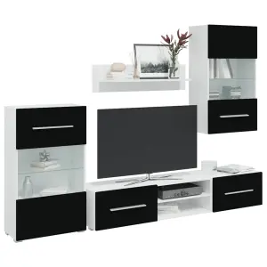 5-el. zestaw mebli TV z LED, czarny