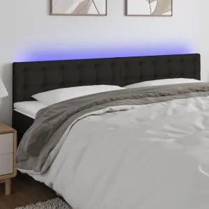 Zagłówek do łóżka z LED, czarny, 160x5x78/88 cm, tkanina