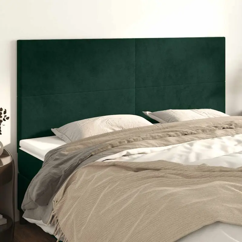 Zagłówek ciemnozielony 180x5x118/128 cm aksamit