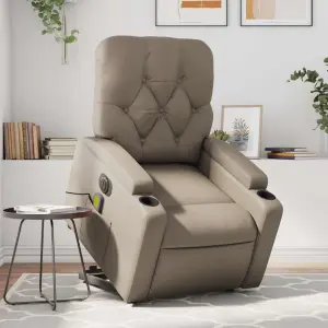 Rozkładany fotel pionizujący z masażem, elektryczny, cappuccino