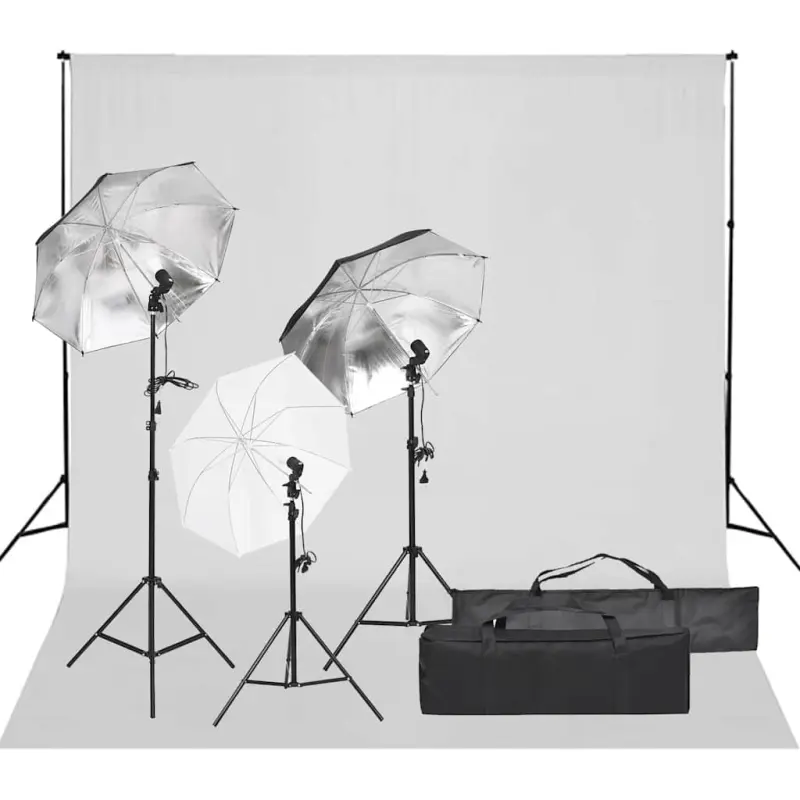 Fotograficzny zestaw studyjny z lampami i tłem