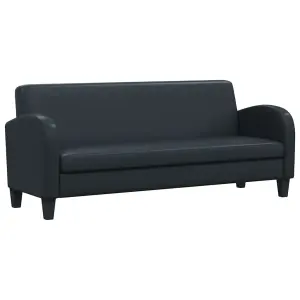 Sofa 3-osobowa, sztuczna skóra, czarna