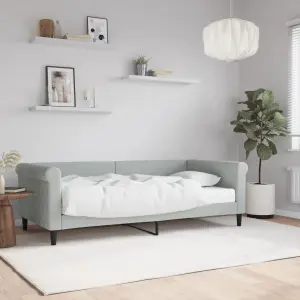 Sofa z materacem do spania, jasnoszara, 90x190 cm, aksamit