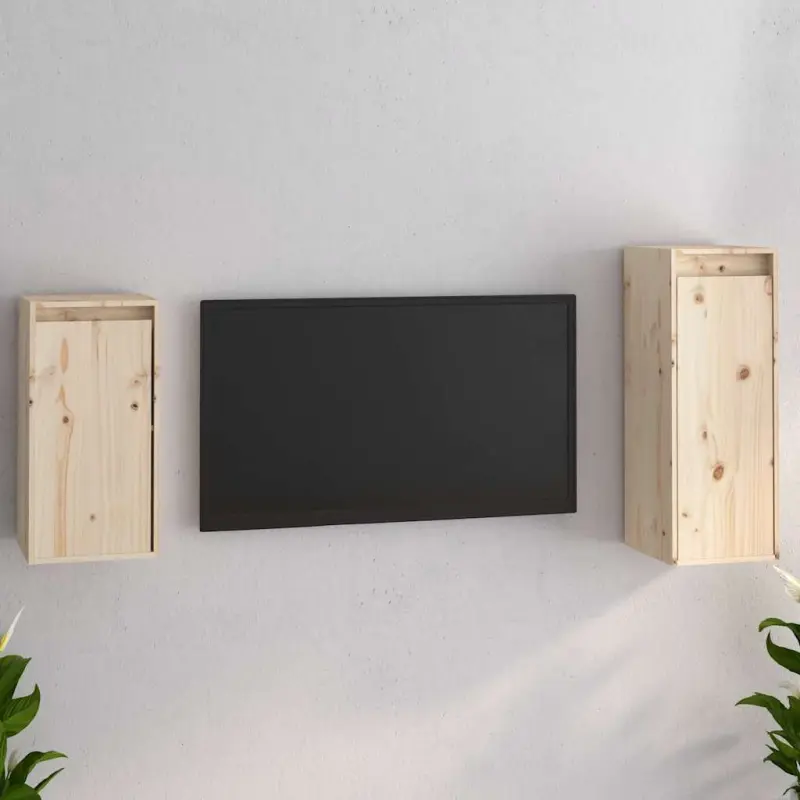 Szafki pod TV, 2 szt., lite drewno sosnowe