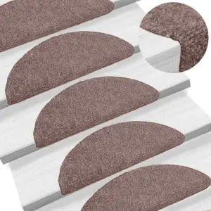 Maty na schody samoprzylepne 15 szt. 65x21x4 cm jasnobrązowe półokrągłe duże