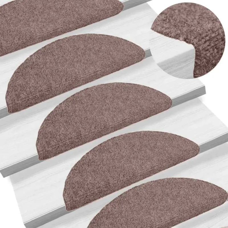 Maty na schody samoprzylepne 15 szt. 65x21x4 cm jasnobrązowe półokrągłe duże